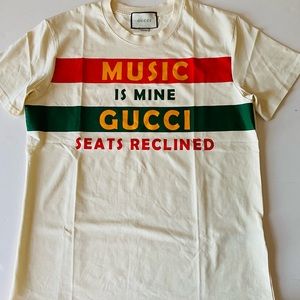 Auth Gucci Men T Shirt Sz M Pre-Owned Cream Great Condition